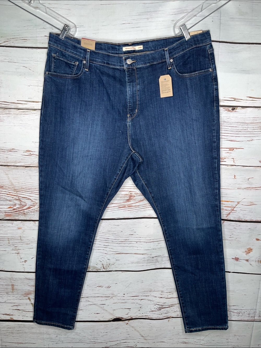 Levi's NWT Size 24W Blue Denim Hypersoft 721 High Rise Skinny Jeans